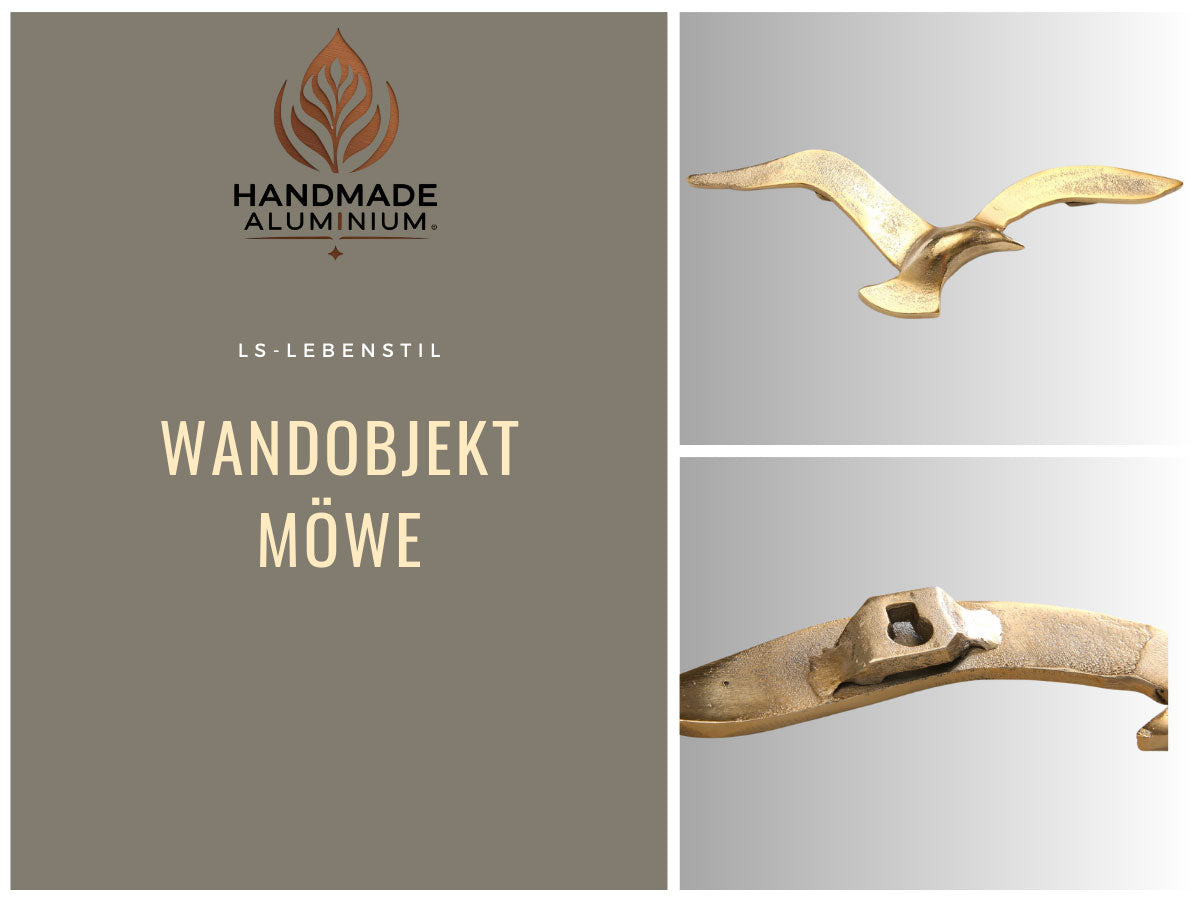 LS-LebenStil Möbel & Wohnen Möwe Wand-Objekt Alu Gold 35cm