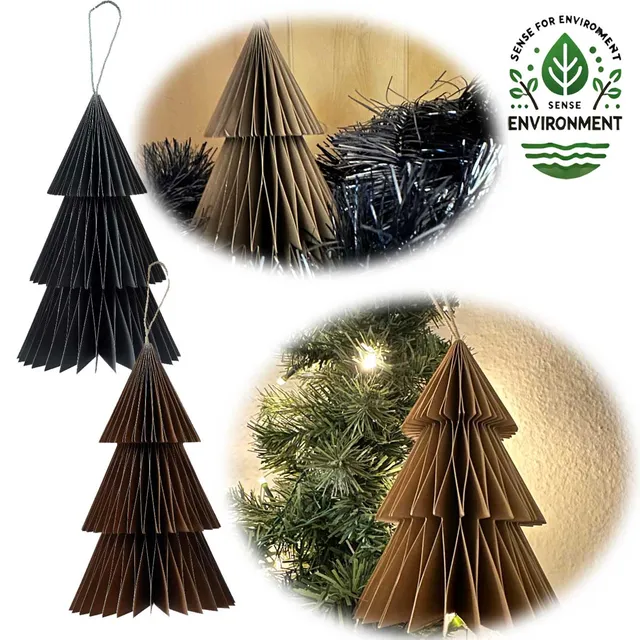 LS-LebenStil Papier Tannenbaum 2er Set grau braun 15cm