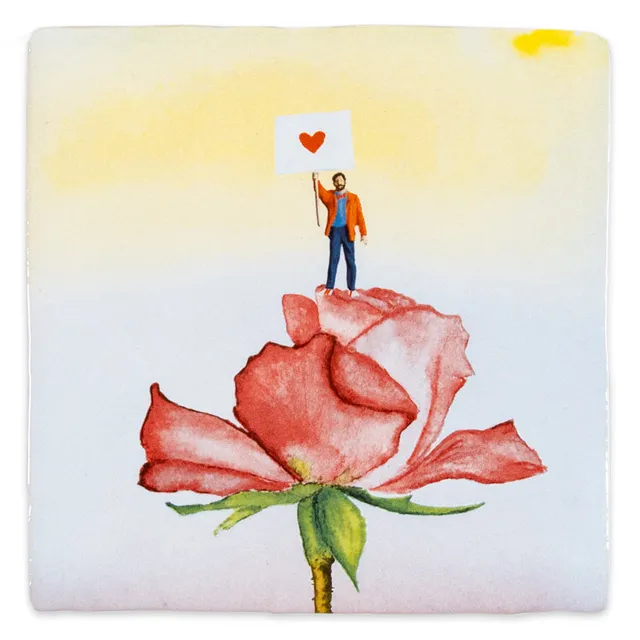 StoryTiles Delft Blue Lots of Love Fliese S 10x10 cm Spruch
