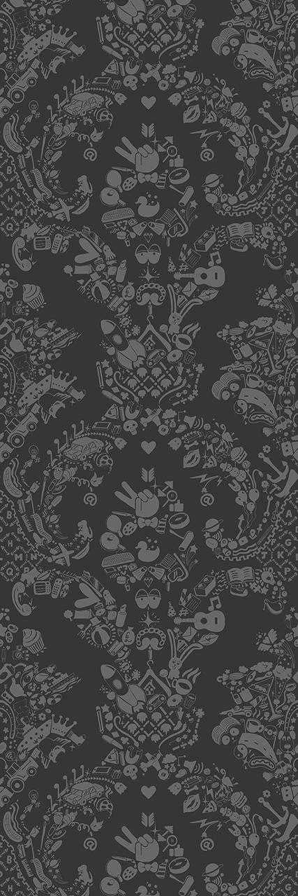 Mineheart New World Damask Tapete Grau Glatt 52 cm x 10 m