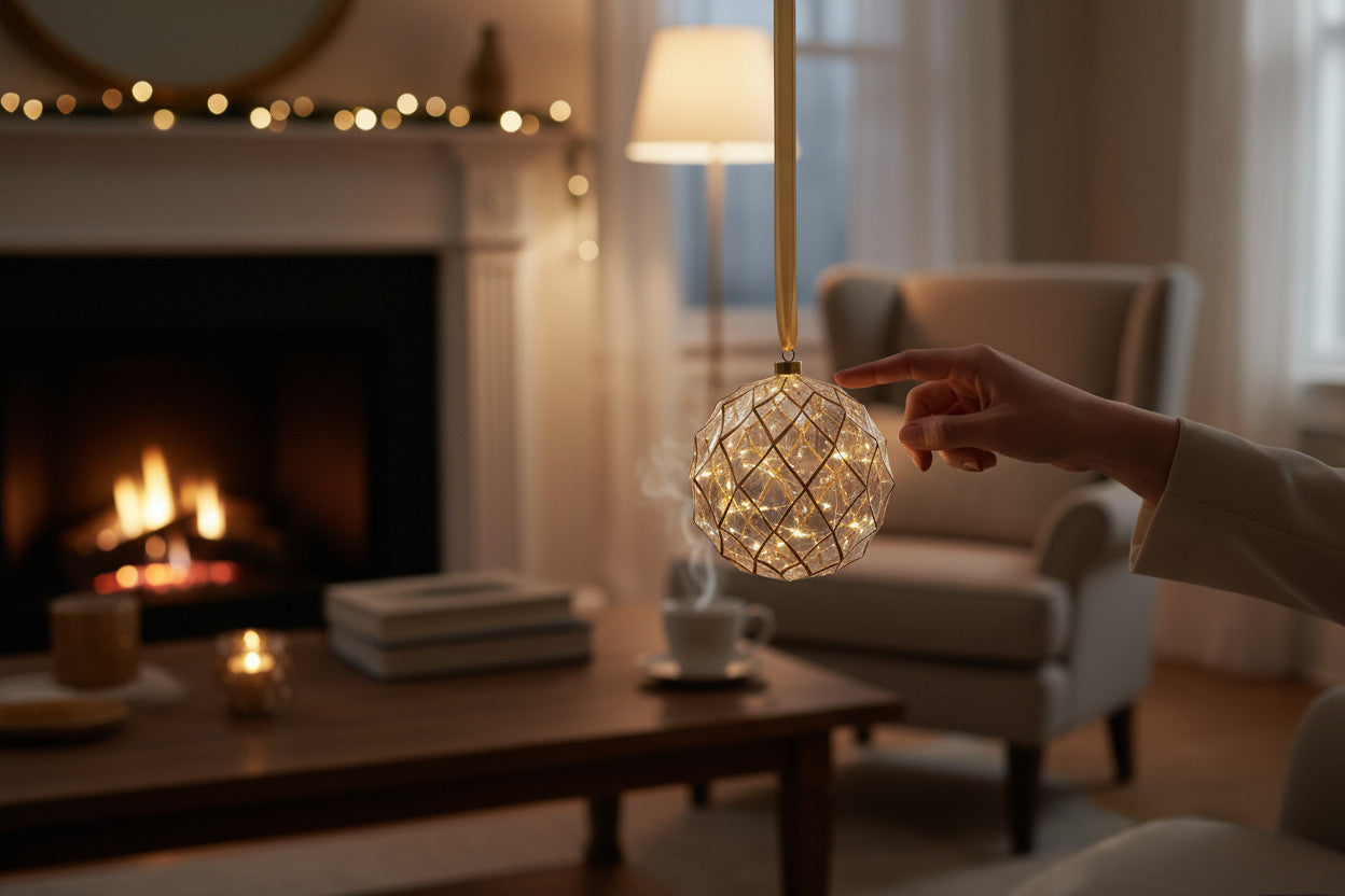 LS-LebenStil Kampen Lichtkugel 14cm Gold 30 LED Timer