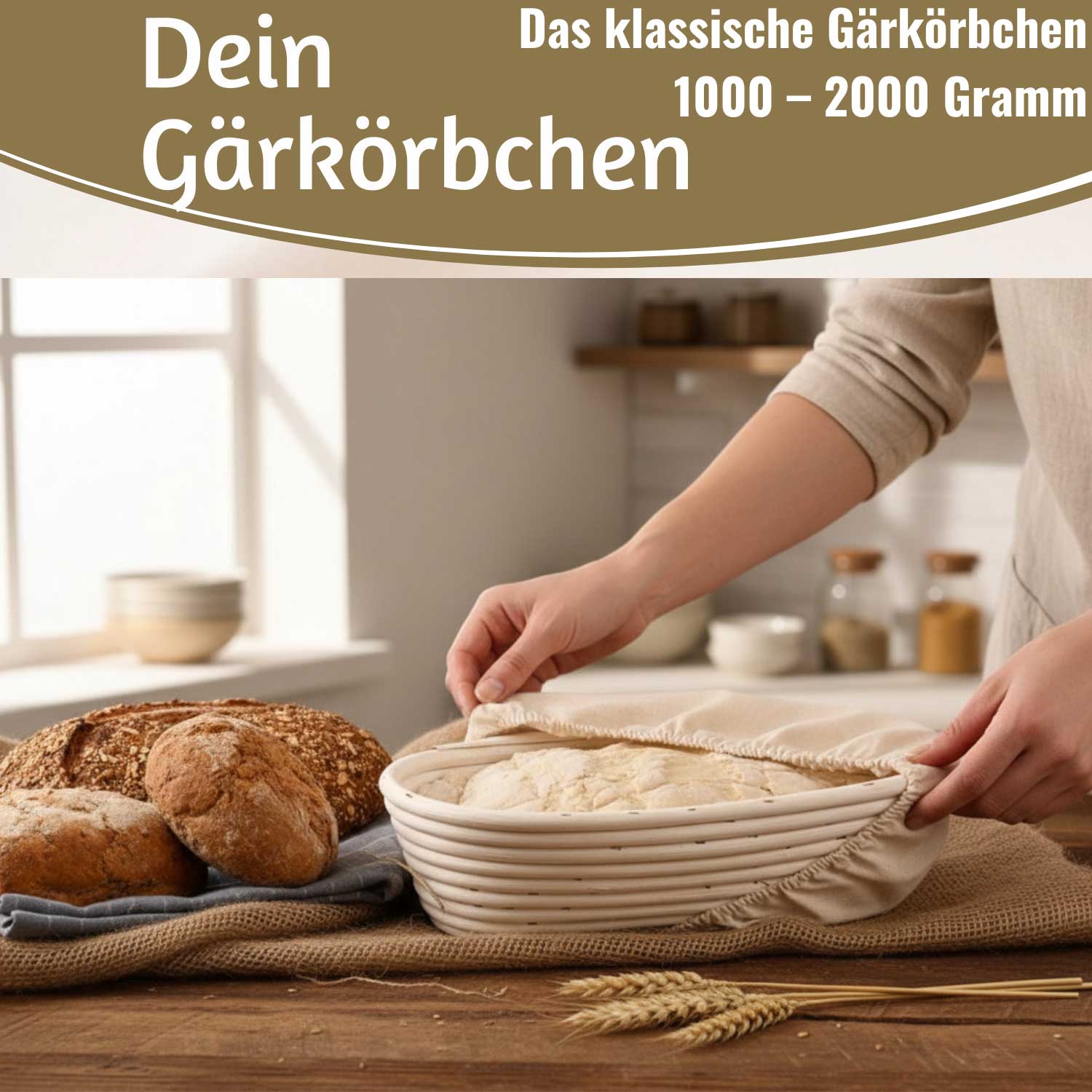 LS-LebenStil Küche & Haushalt Gärkörbchen Peddigrohr oval 35cm