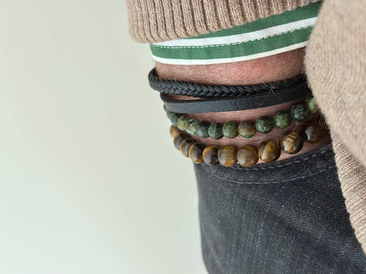 LS-LebenStil Sóller Dreifach Lederarmband 21cm Tigerauge