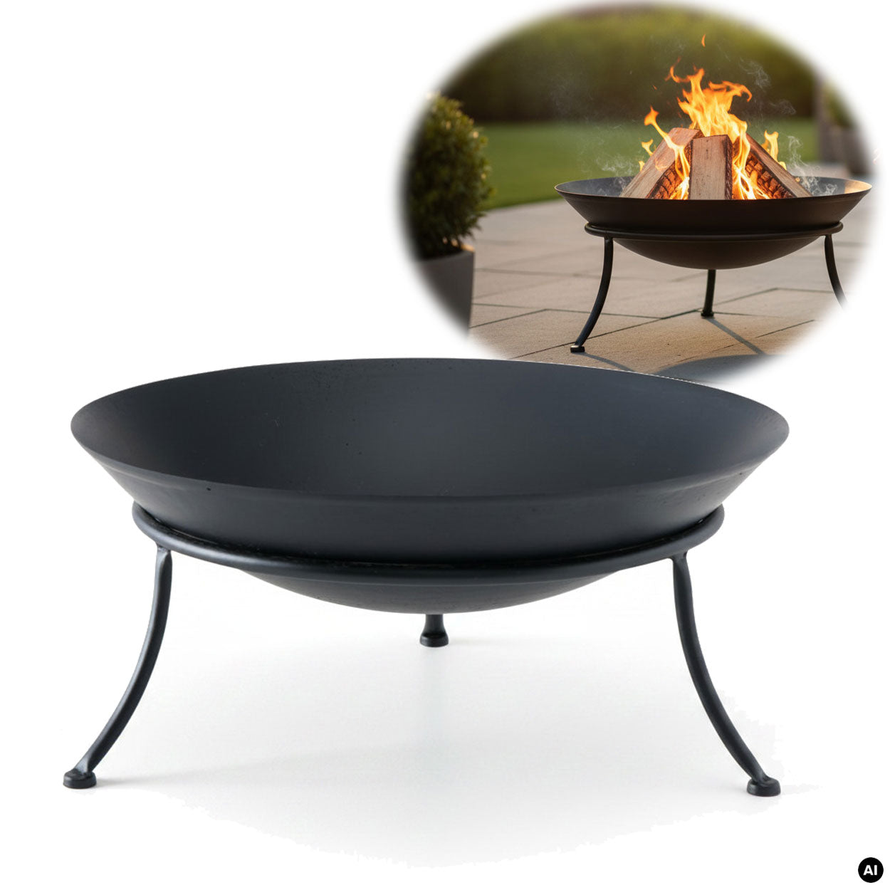 LS-LebenStil Garten & Camping Feuerschale Eisen Schwarz 47cm