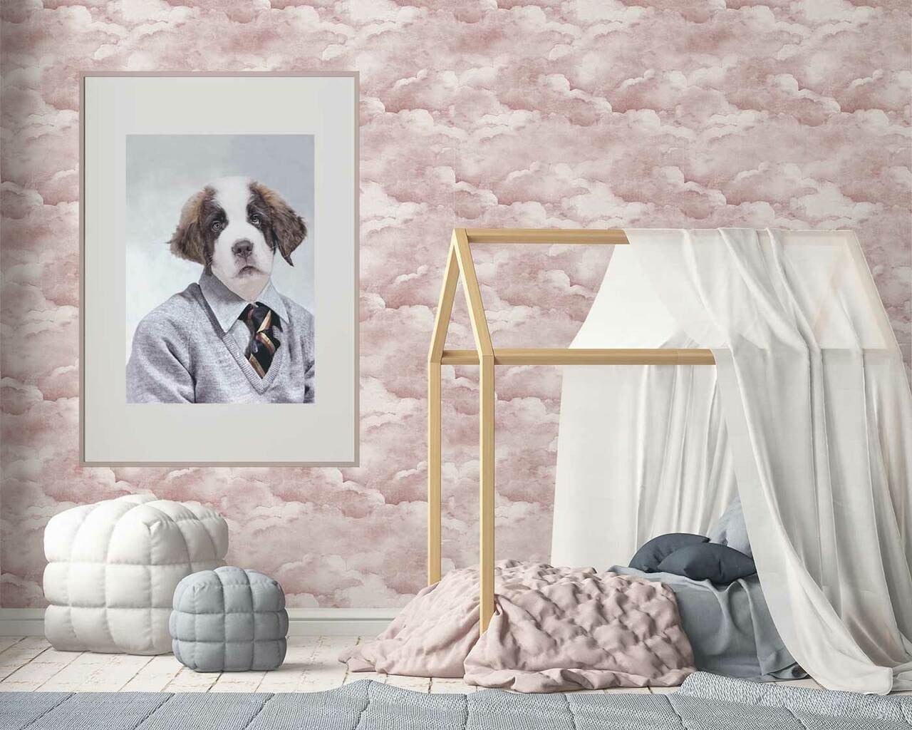 Mineheart Wallpaper Dusty Pink Clouds Tapete A3 Muster rosa