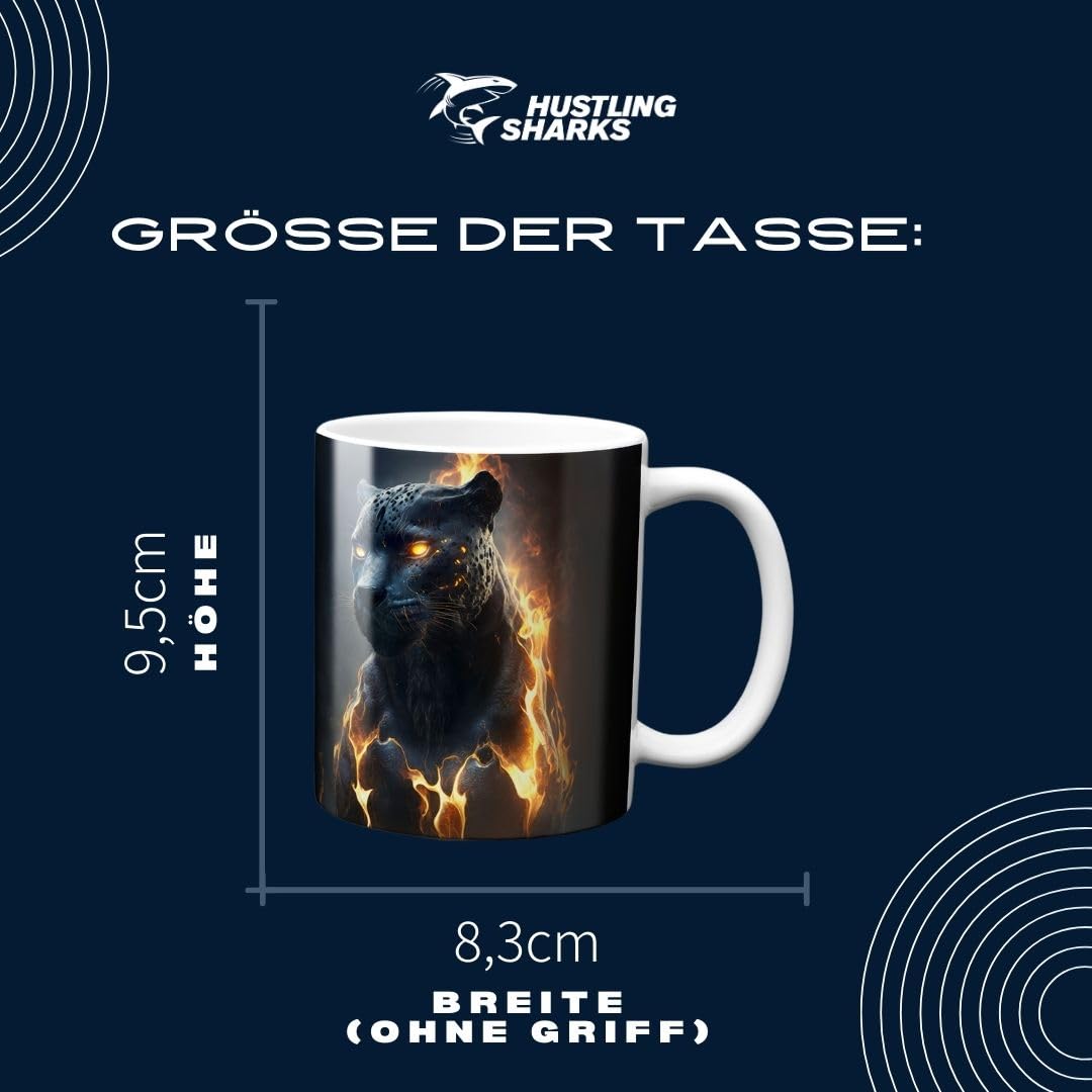 Hustling Sharks Wandbilder Feuriger Panther Tasse 330ml weiß Keramik