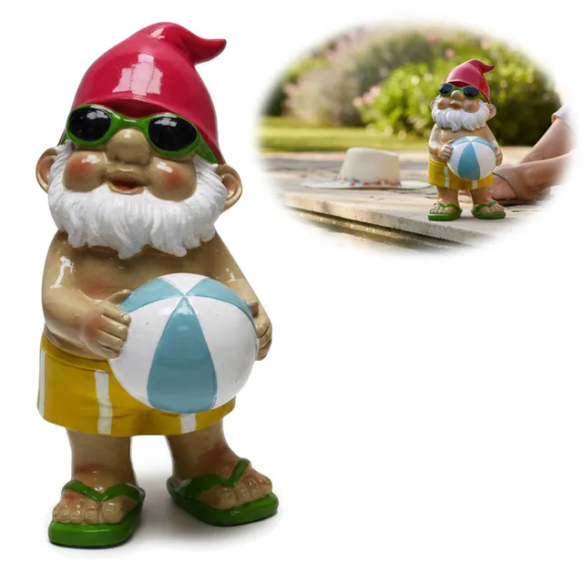LS-LebenStil Zwerg Bruno Beachball Figur 20cm Polyresin