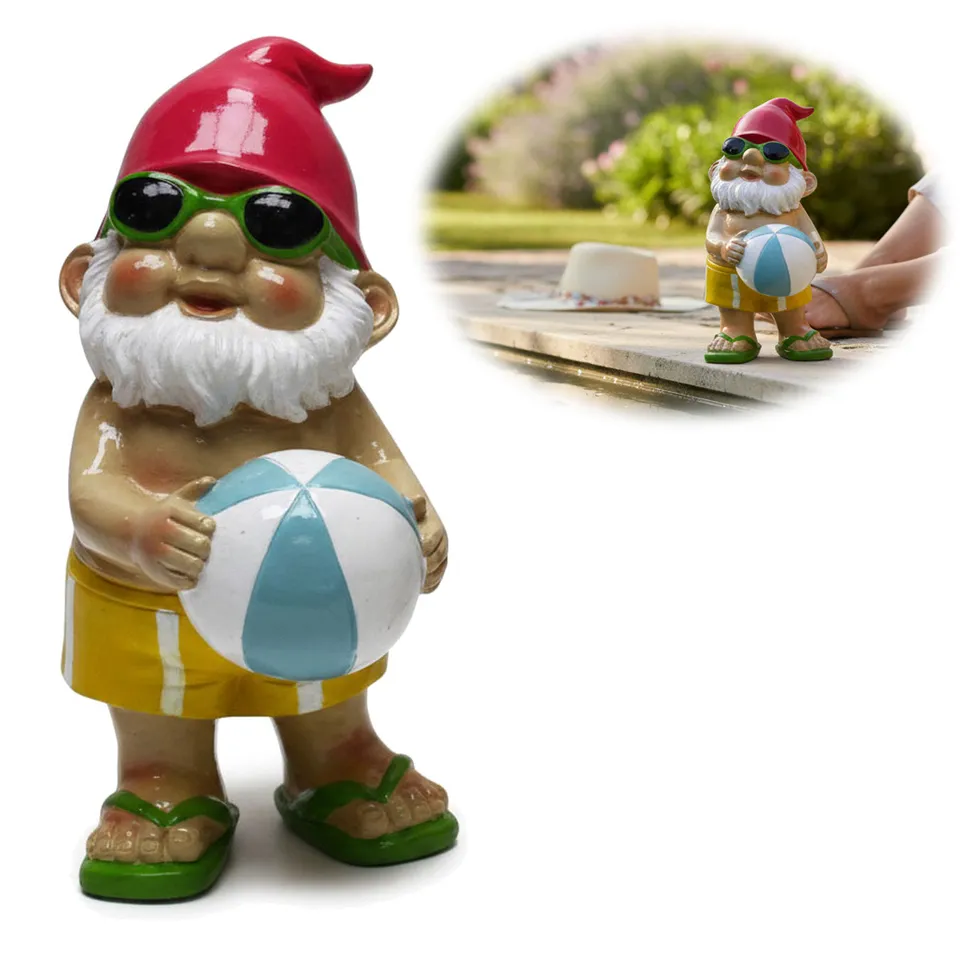 LS-LebenStil Zwerg Bruno Beachball Figur 20cm Polyresin