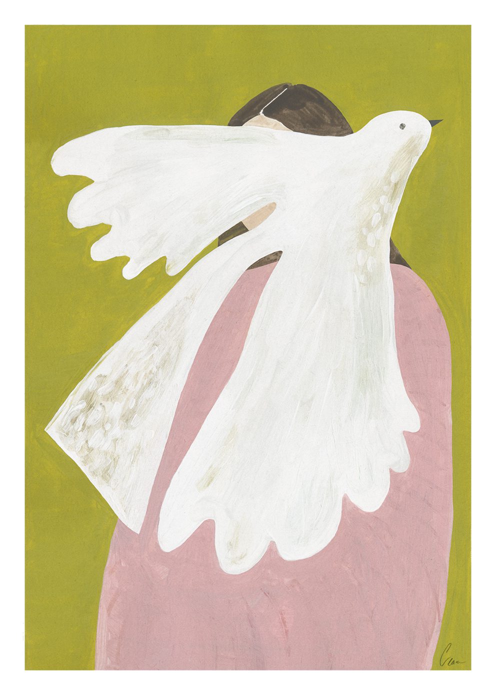 The Poster Club Art Prints Bird and Woman Poster 30x40 cm grün