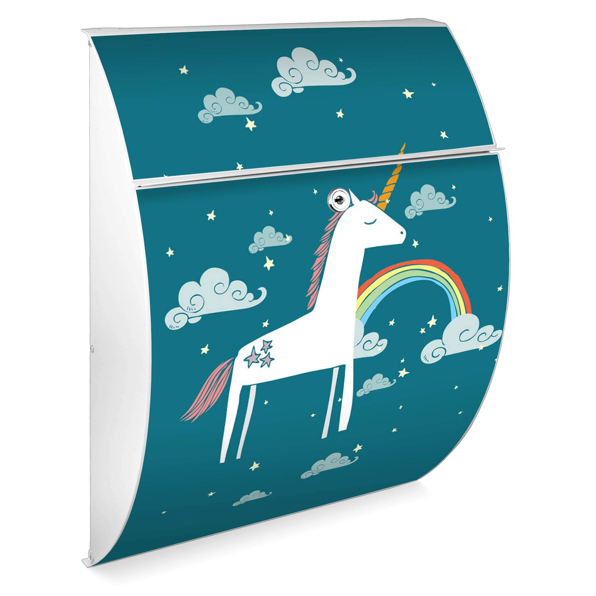 Banjado Riviera Briefkasten Weiß Motiv Einhorn A4 Einwurf