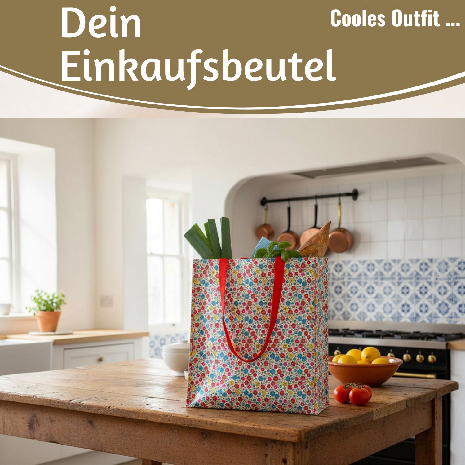 LS-LebenStil Tilde Blumen Shopper Einkaufstasche Bunt faltbar