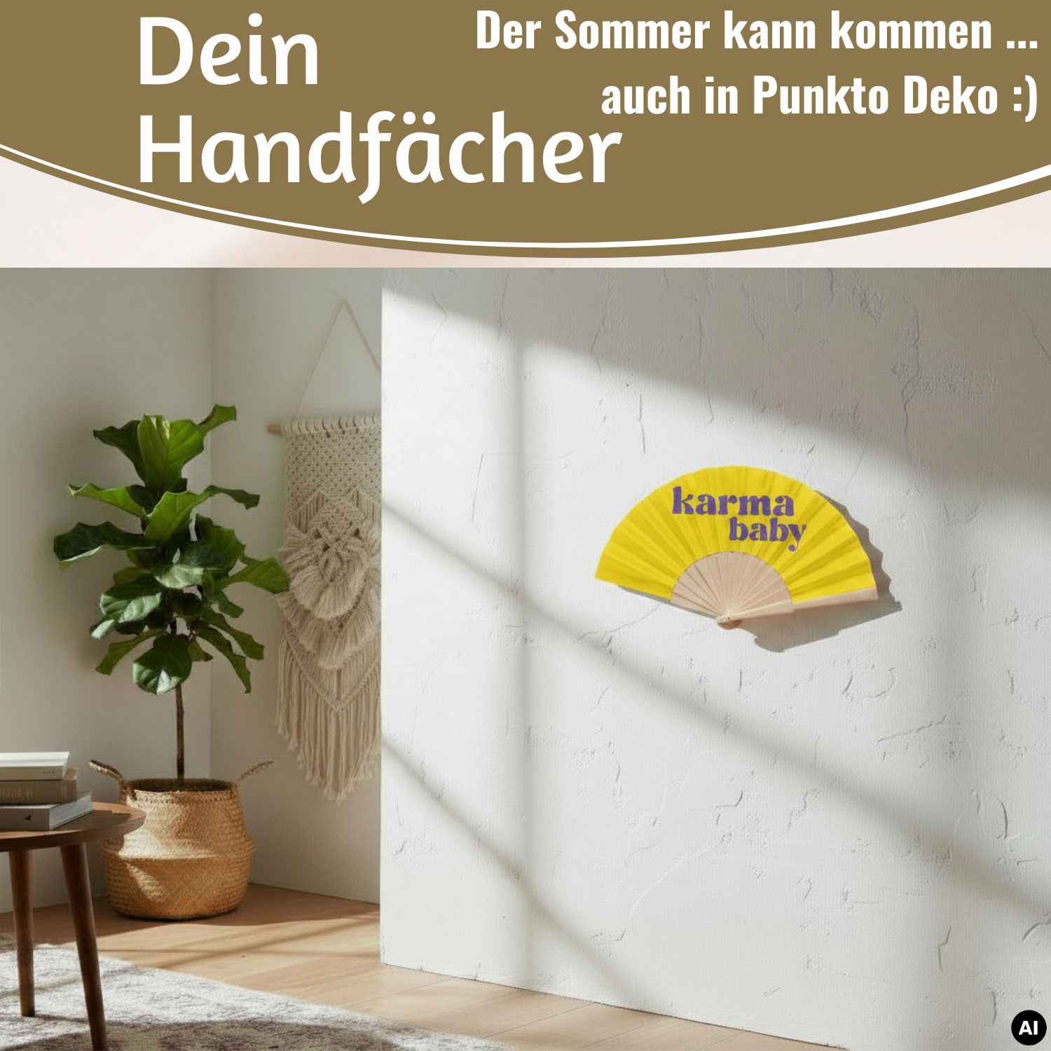 LS-LebenStil Shopper & Taschen Handfächer Karma Baby Fächer Gelb faltbar