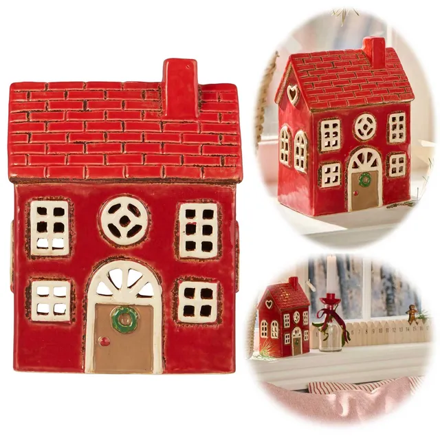 LS-LebenStil Küche & Haushalt Teelichthaus Nyhavn 17cm Rot Braun
