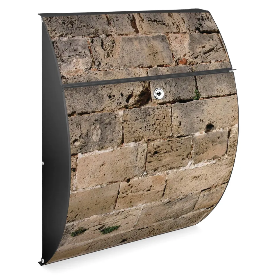 Banjado Riviera 46x33,5x13cm Briefkasten Anthrazit Steinwand A4