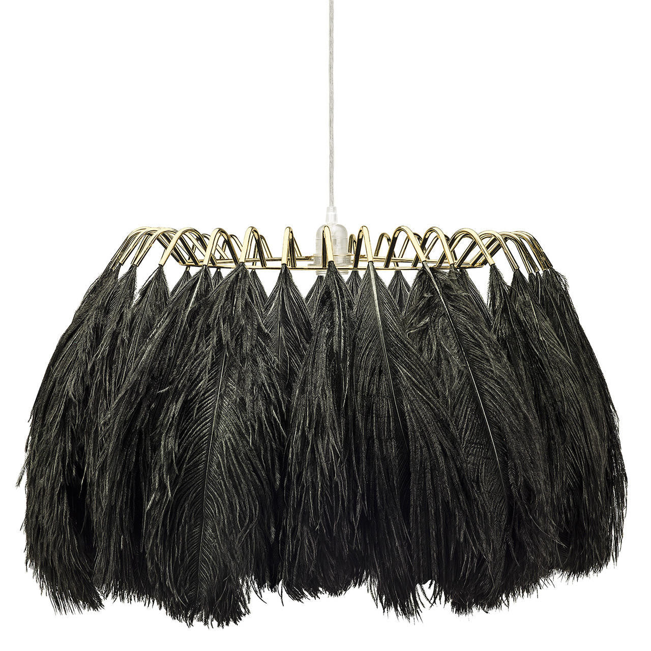 Mineheart Feather Pendelleuchte Schwarz Straußenfedern 70 cm