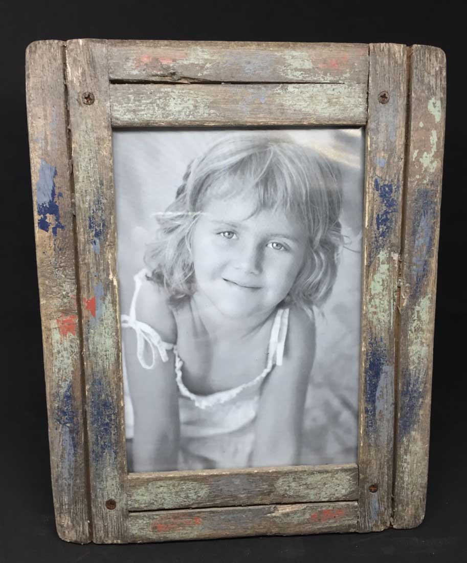 LS-LebenStil Vintage Bilderrahmen 10x15cm grau blau Holz