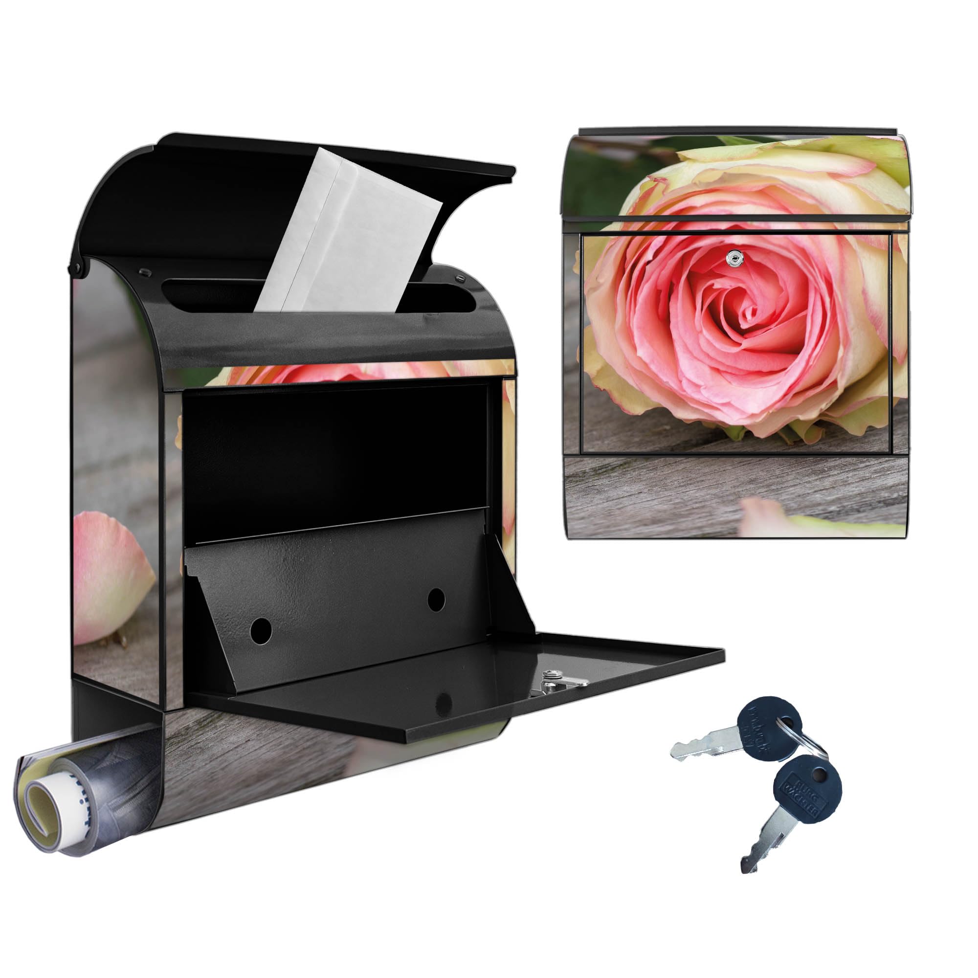 Banjado Briefkasten 38,5x46,5cm Stahl Rosa Rose Zeitungsfach