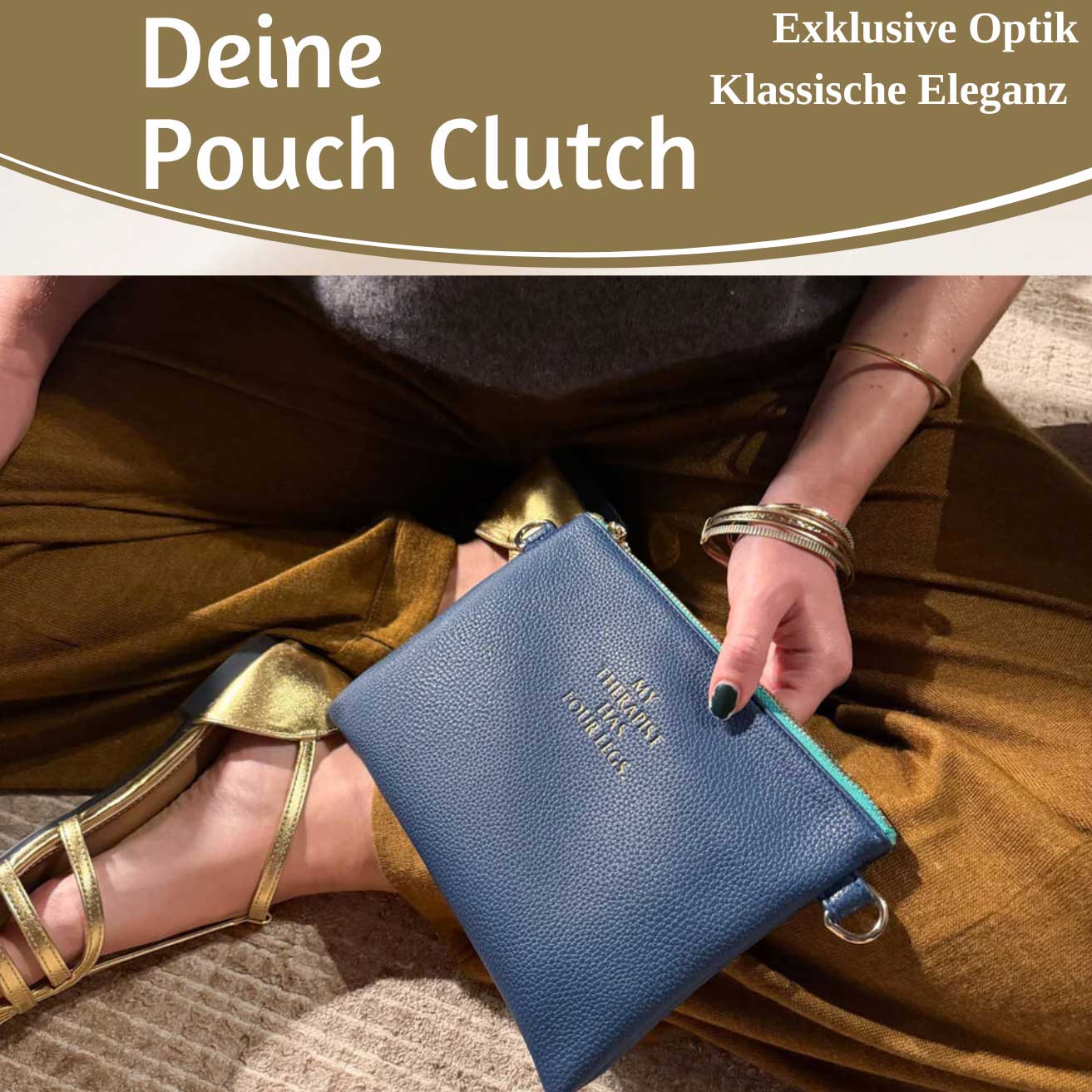 LS-LebenStil Lia Clutch Navy Blau 22cm PU-Leder