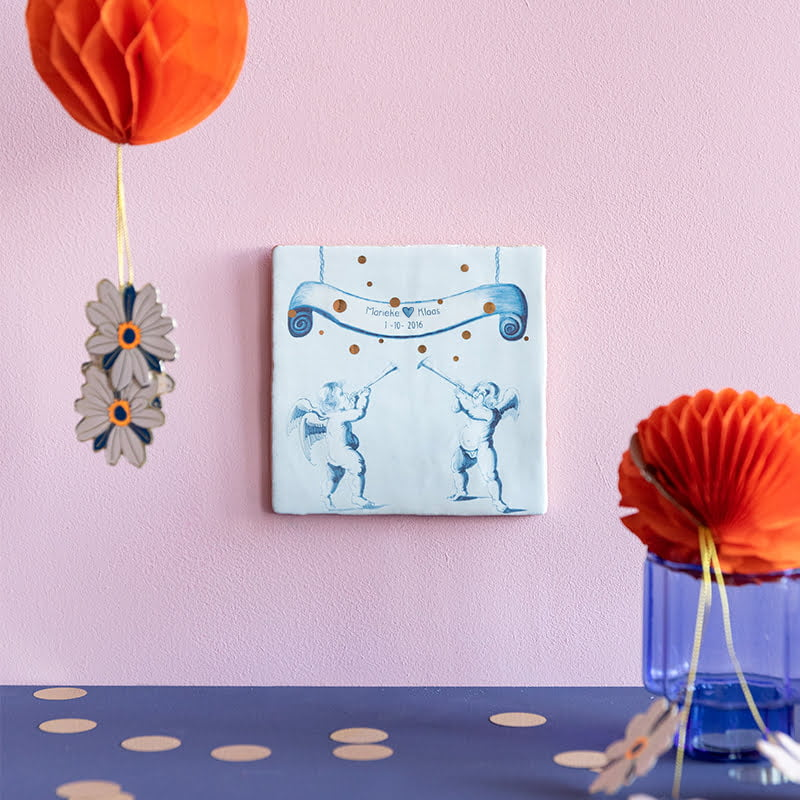 Storytiles Delft Blue La grande festa - liefde Fliese 10x10 cm Gold