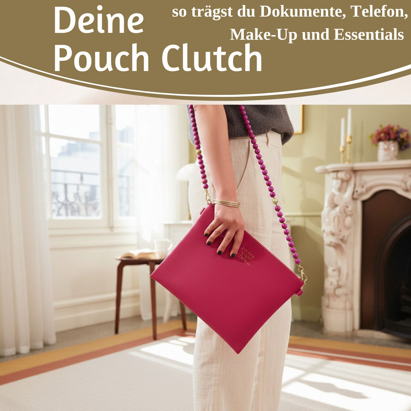 LS-LebenStil Shopper Stella Pink XL 30cm Clutch Handtasche