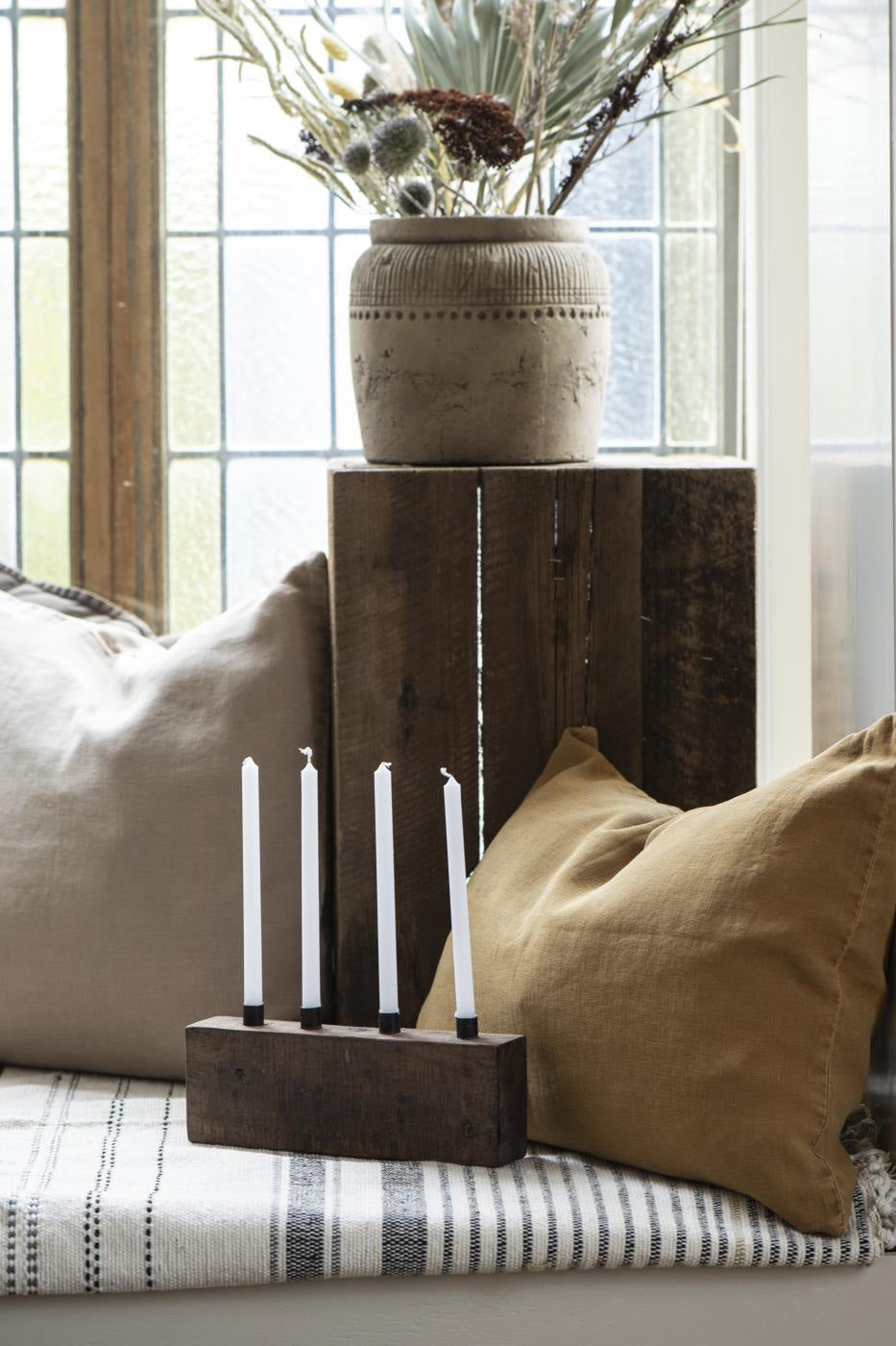 LS-LebenStil Unika Kerzenständer braun Holz 4-fach 38 cm
