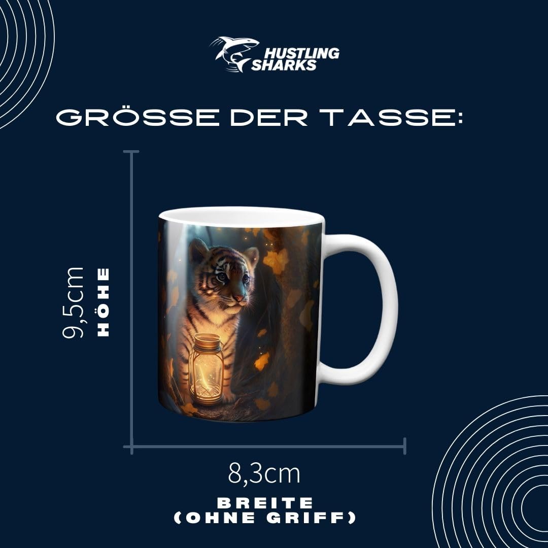 Hustling Sharks Leuchtender Tiger Tasse 330ml weiß