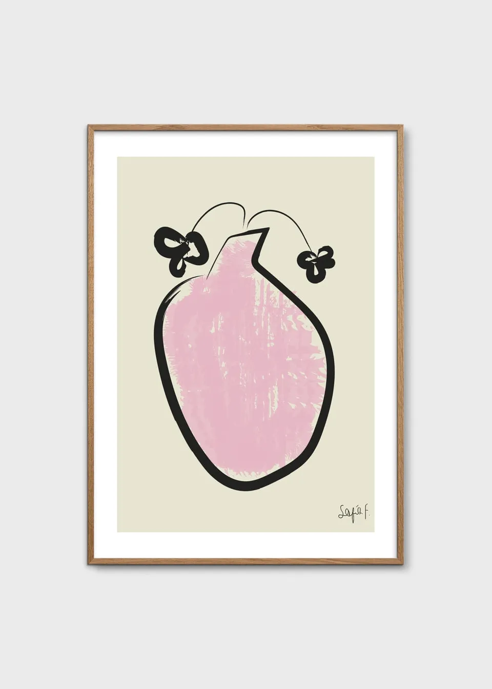 The Poster Club Pink Vase Kunstdruck A4 rosa abstrakt
