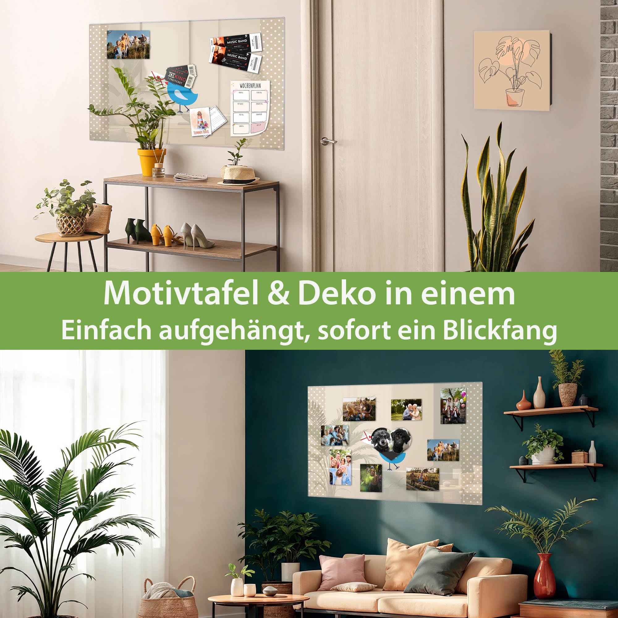 Banjado Magnettafel Liebesbrief Glas-Memoboard 120x80 cm