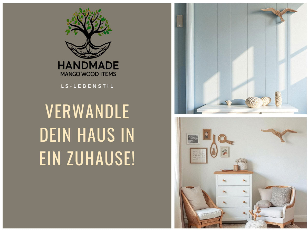 LS-LebenStil Möbel & Wohnen Wand-Möwe Mango Holz 46cm Braun
