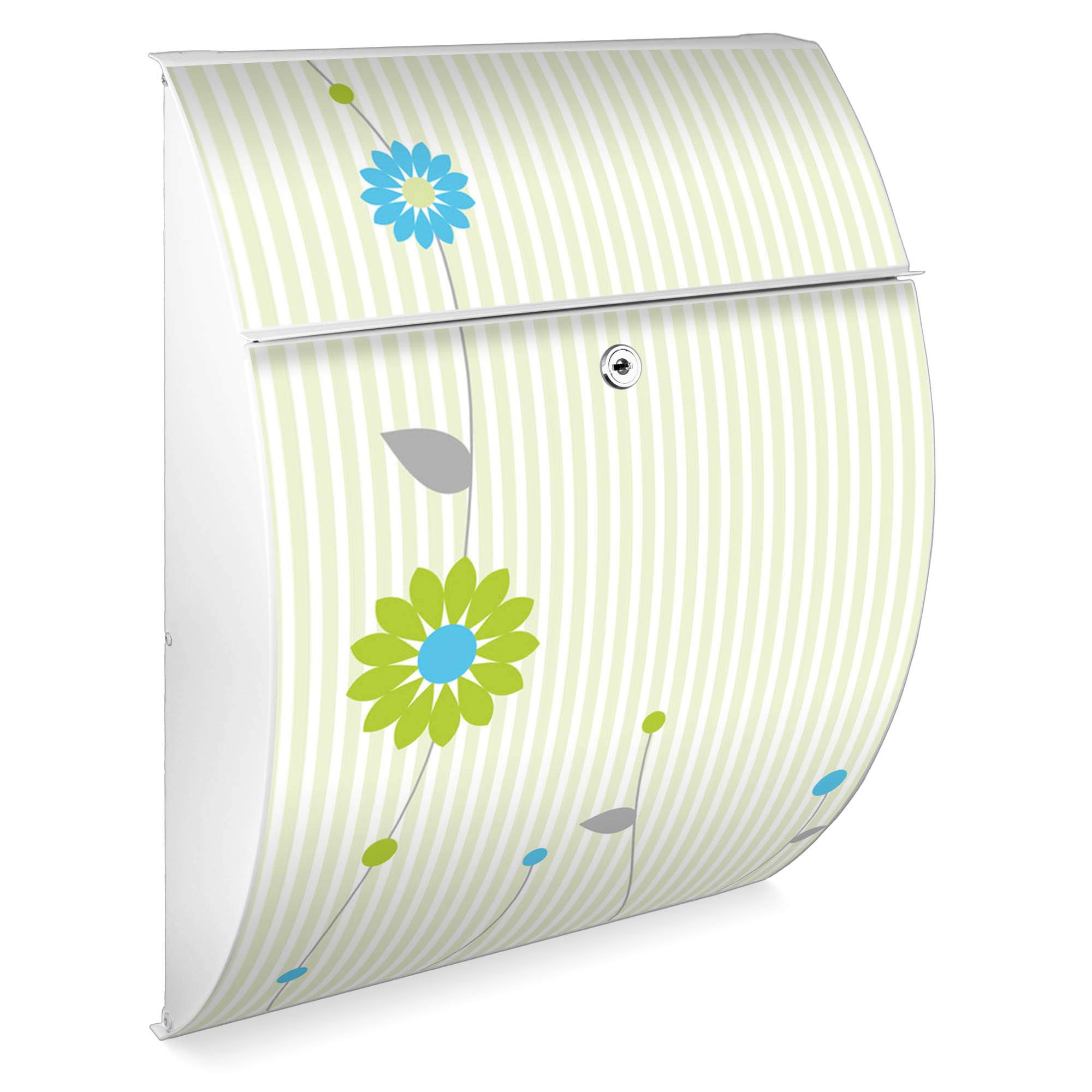 Banjado Briefkasten Riviera 46x33,5x13cm Zarte Blumen Anthrazit