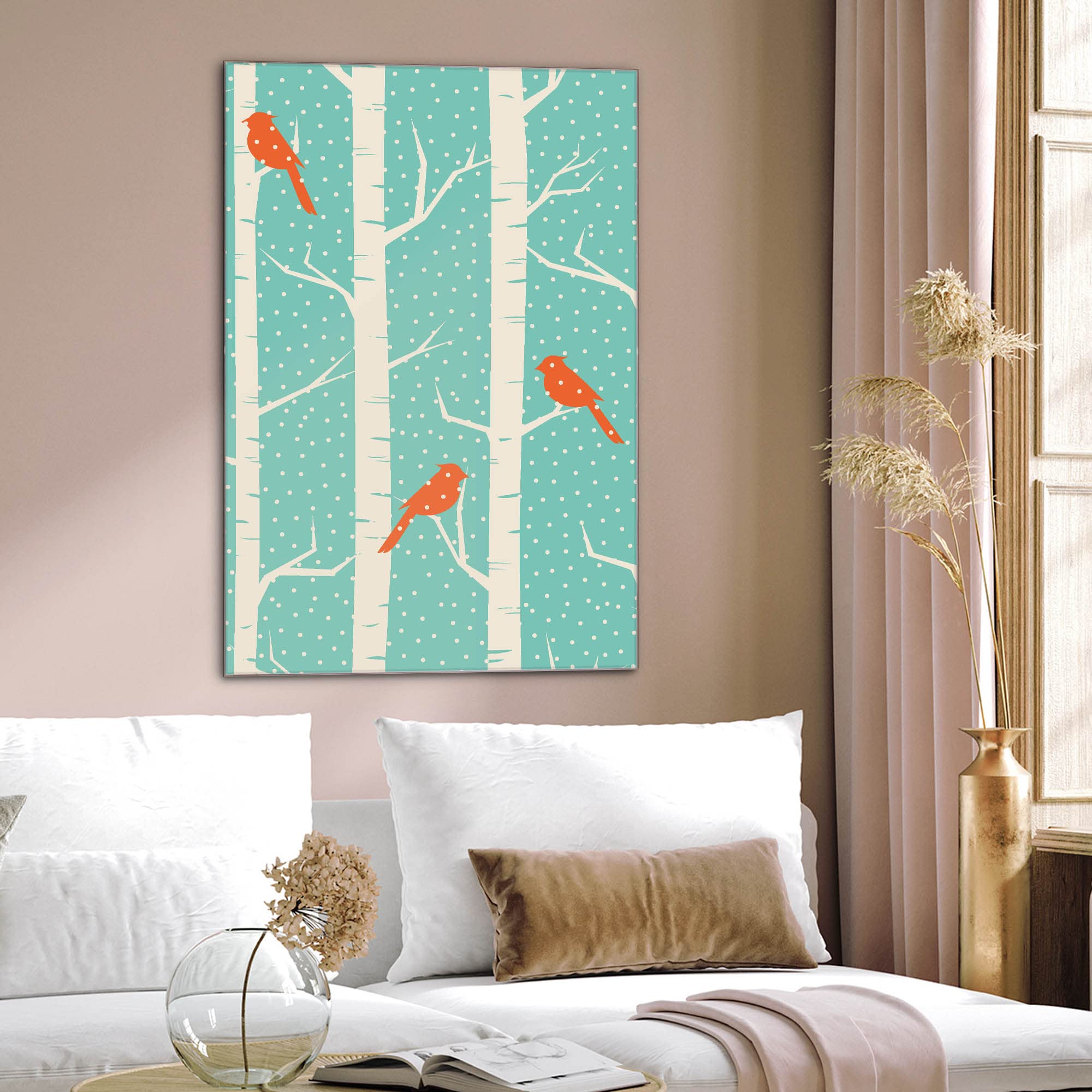 Banjado Magnettafel Wintervögel Magnetboard 60x40 Tiermotiv