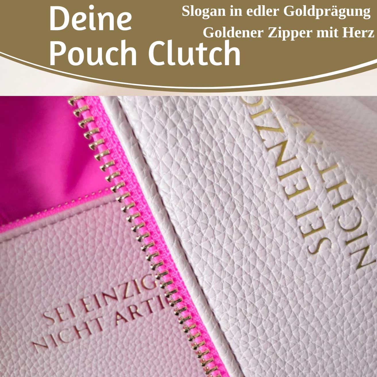 LS-LebenStil Stella Rosa XL Clutch 30cm Rosa PU-Leder Slogan