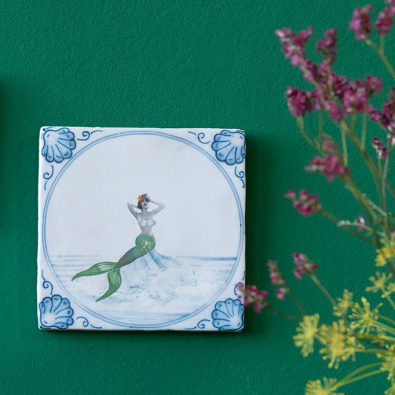 Storytiles Delft Blue Zeemeermin Wandfliese S 10x10 cm Meerjungfrau