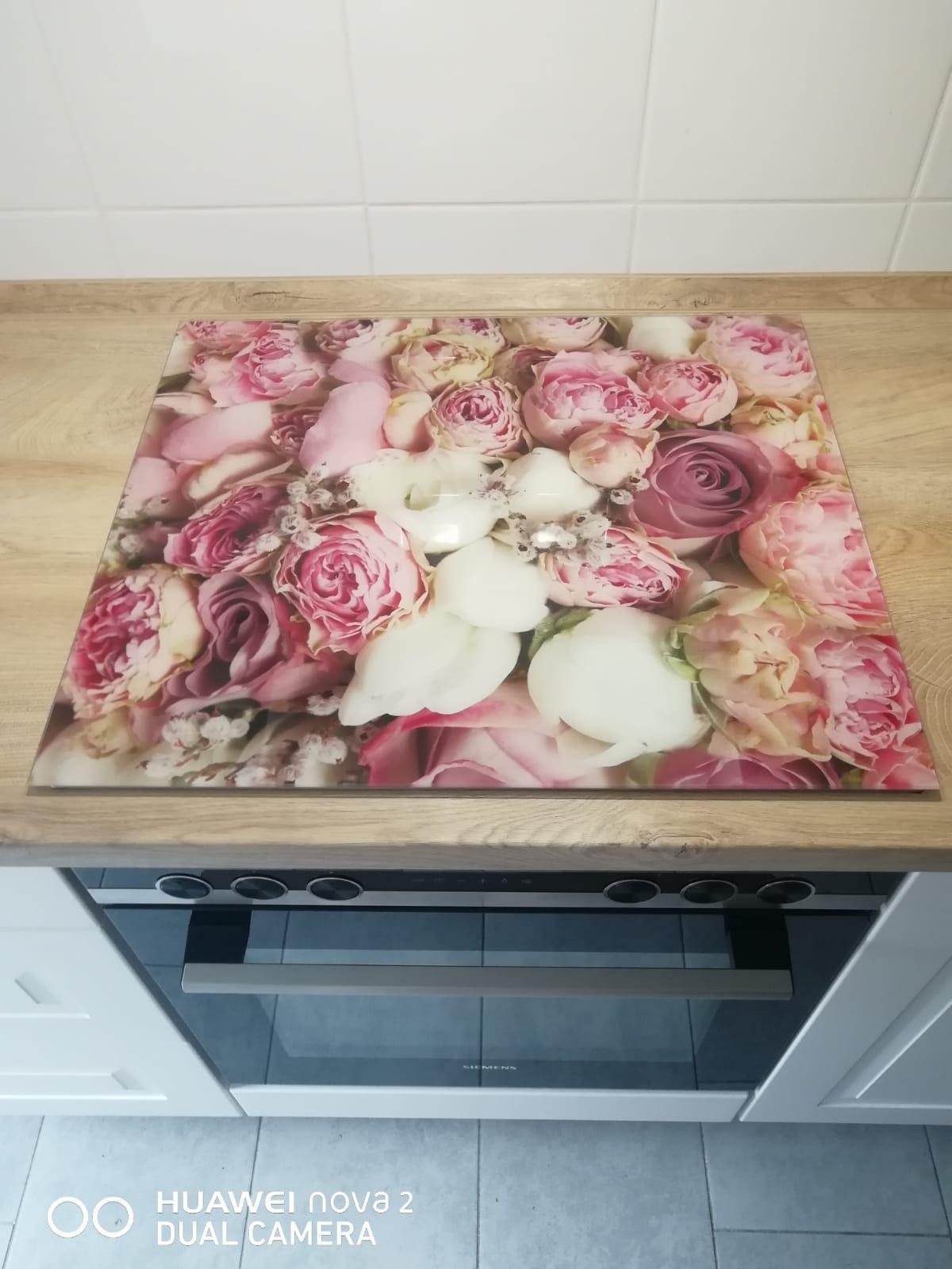 Banjado Herdabdeckplatten Strauss Rosen Glas 60x52 einteilig