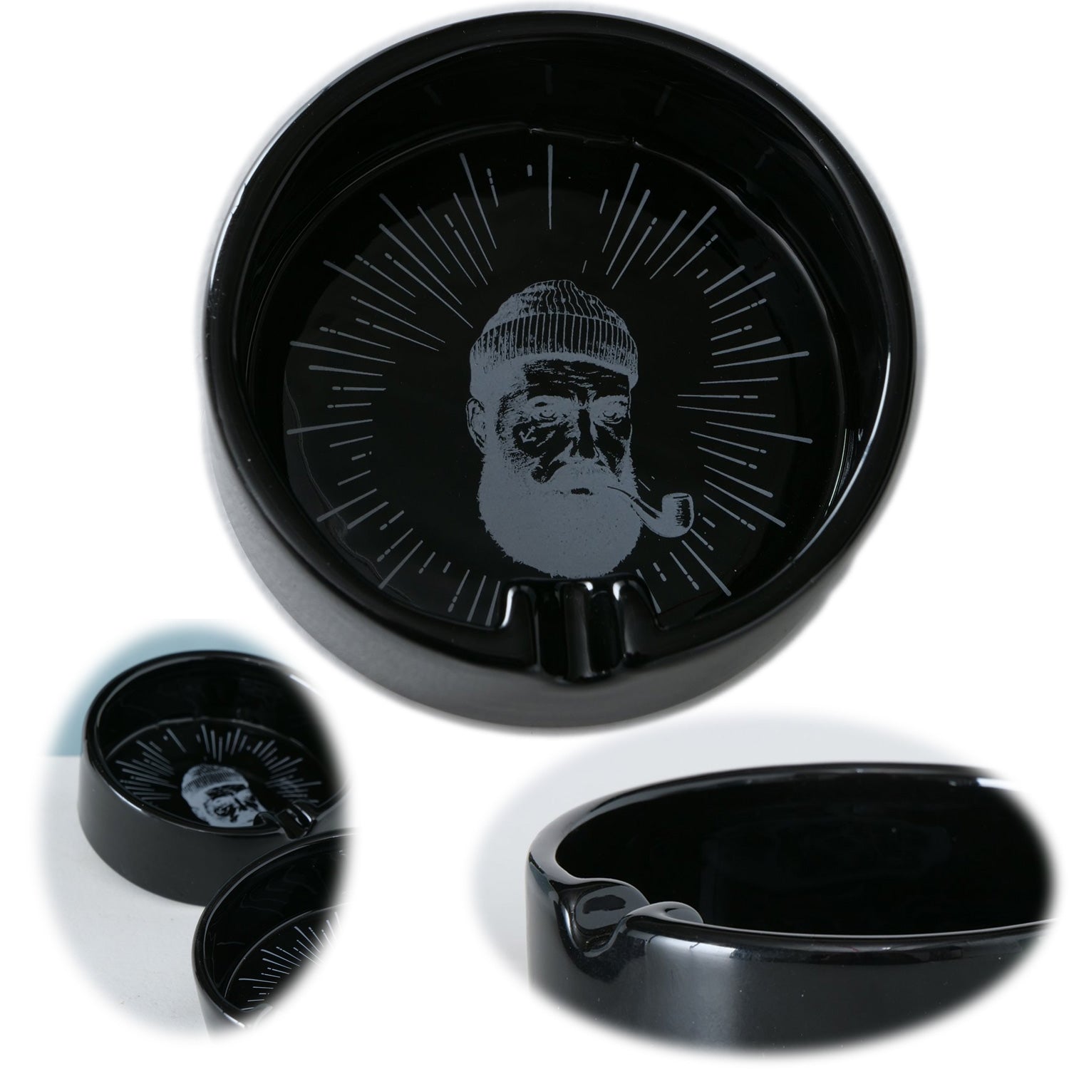 LS-LebenStil Sylt Aschenbecher 10cm Kapitän schwarz