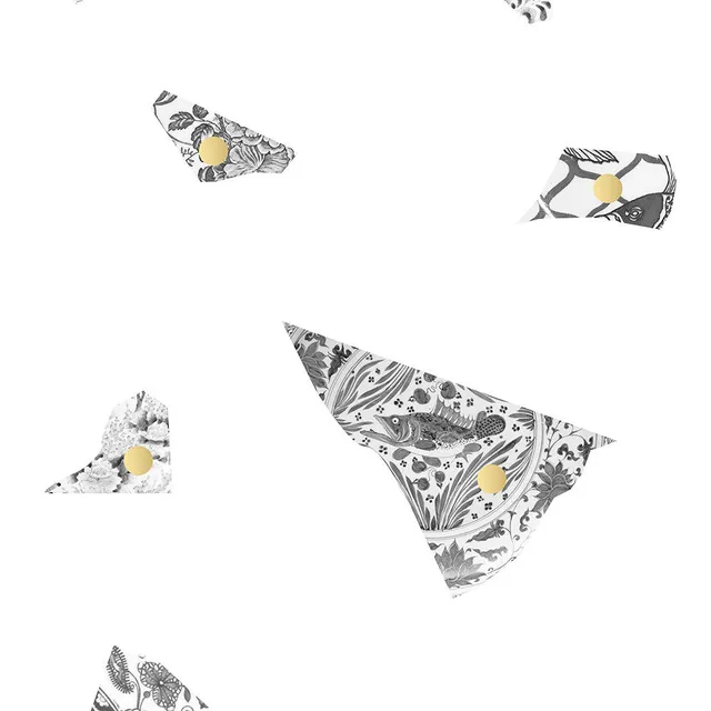 Mineheart Wallpaper Plate Fragment Tapete Weiß Grau