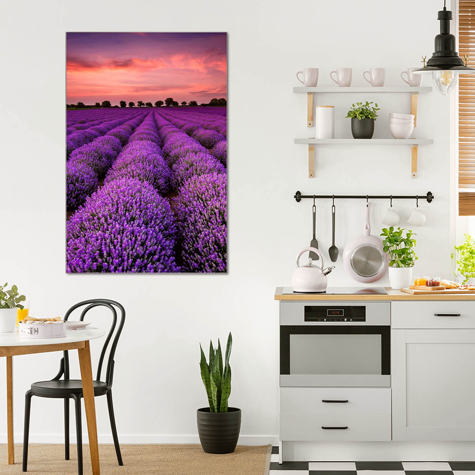 Banjado Magnettafel Lavendelfeld Glas 40x60 cm Blumen