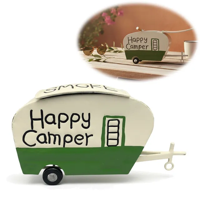 LS-LebenStil Happy Camper Sturmaschenbecher Metall 21cm Wohnwagen