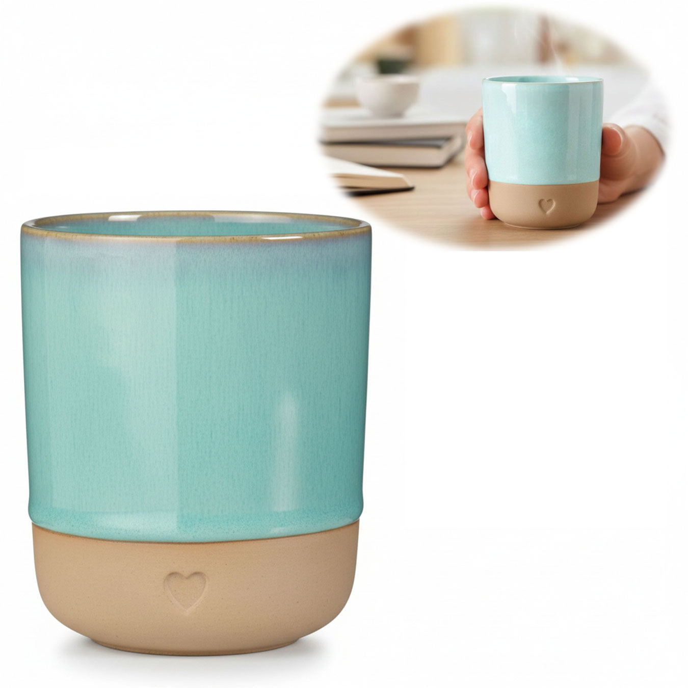 LS-LebenStil Tontasse Herz Aqua 190 ml Steingut