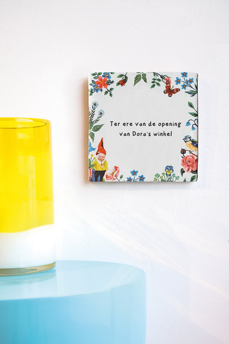 Storytiles Delft Blue Kaboutertje Fliese 10x10 cm Wunschtext