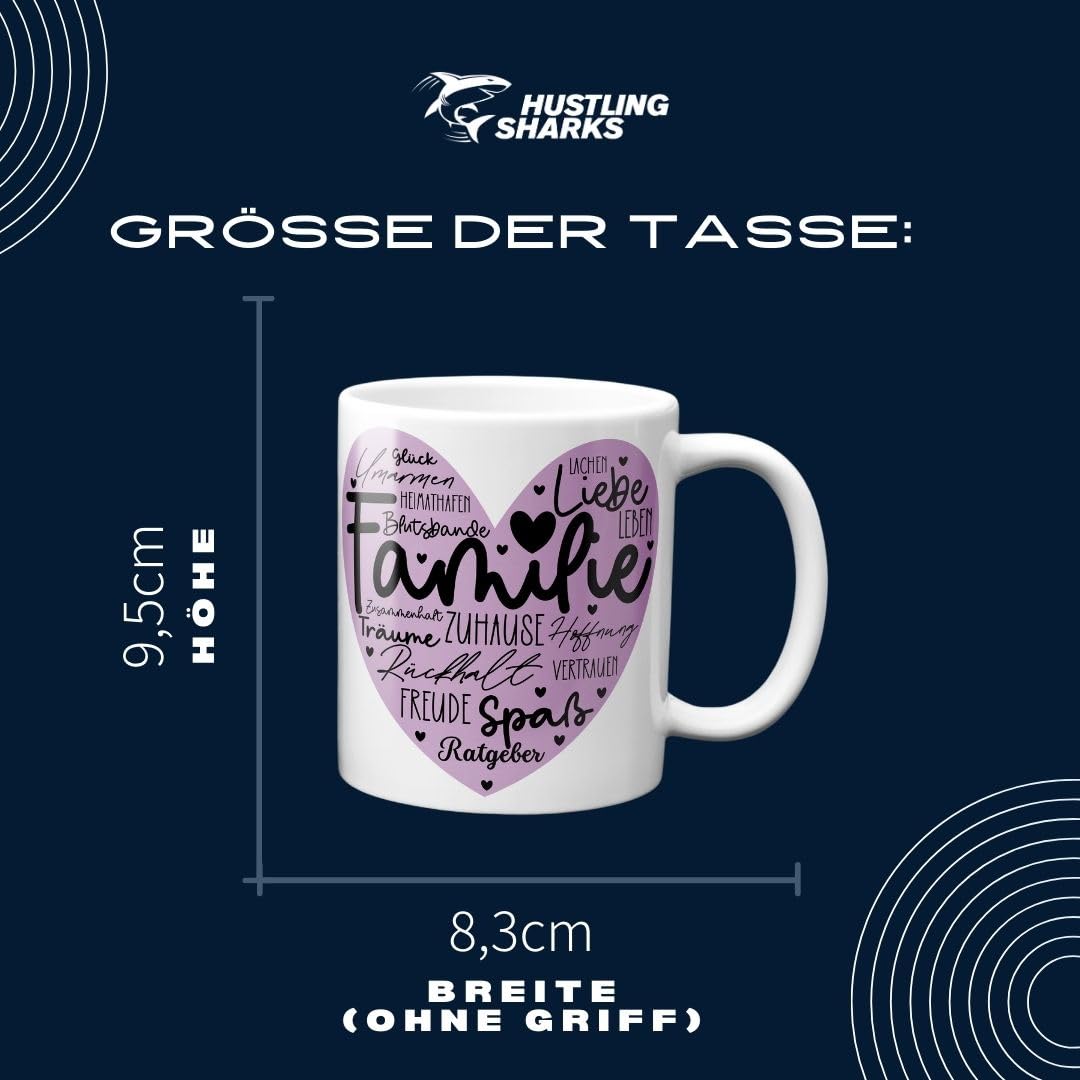 Hustling Sharks Familie Tasse 330ml weiß Liebe Spruch Geschenk