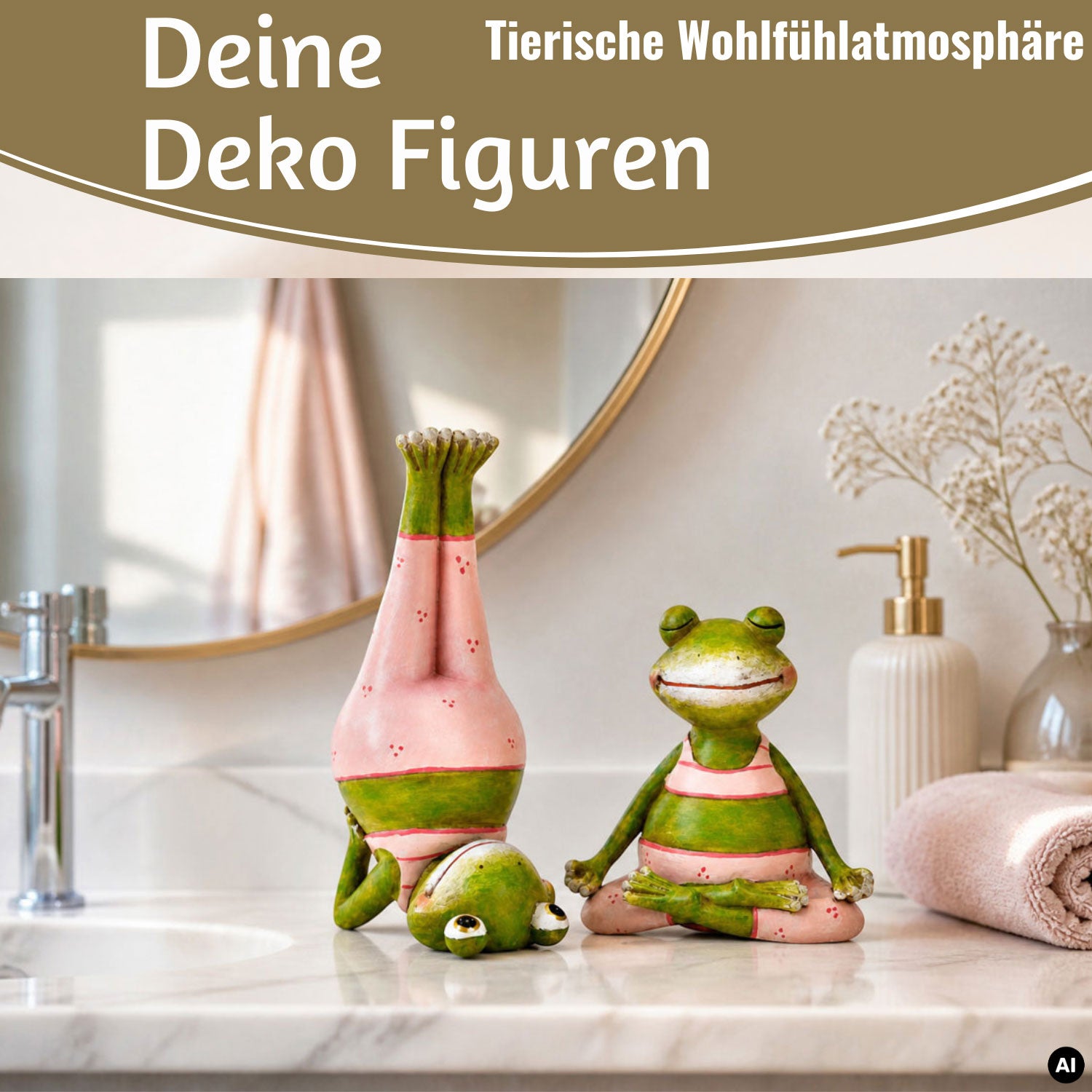 LS-LebenStil Happy Frogs Yoga Frosch Dekofigur 2er Set 11cm