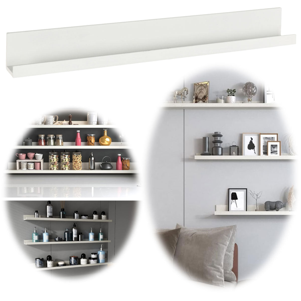 LS-LebenStil Eksjö Wandregal 58cm Weiß Schweberegal
