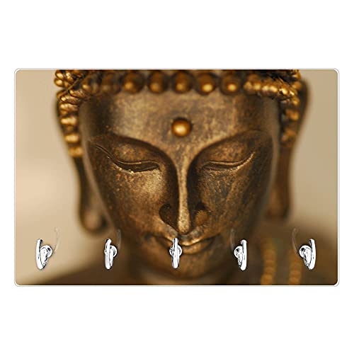 Banjado Schlüsselkasten Buddha Gold Schlüsselboard Glas 30x20cm