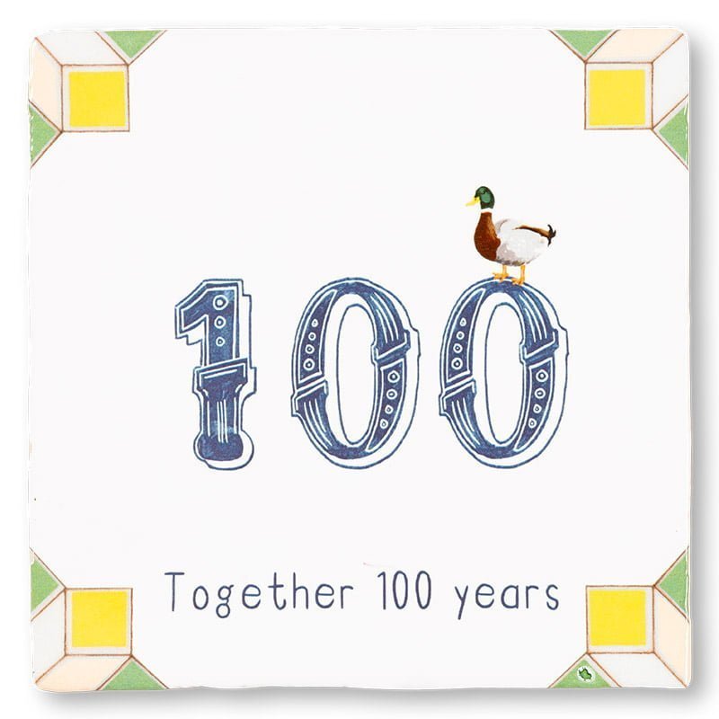 StoryTiles Delft Blue t Eendje telt Jubiläum Fliese S 10x10 Zahl