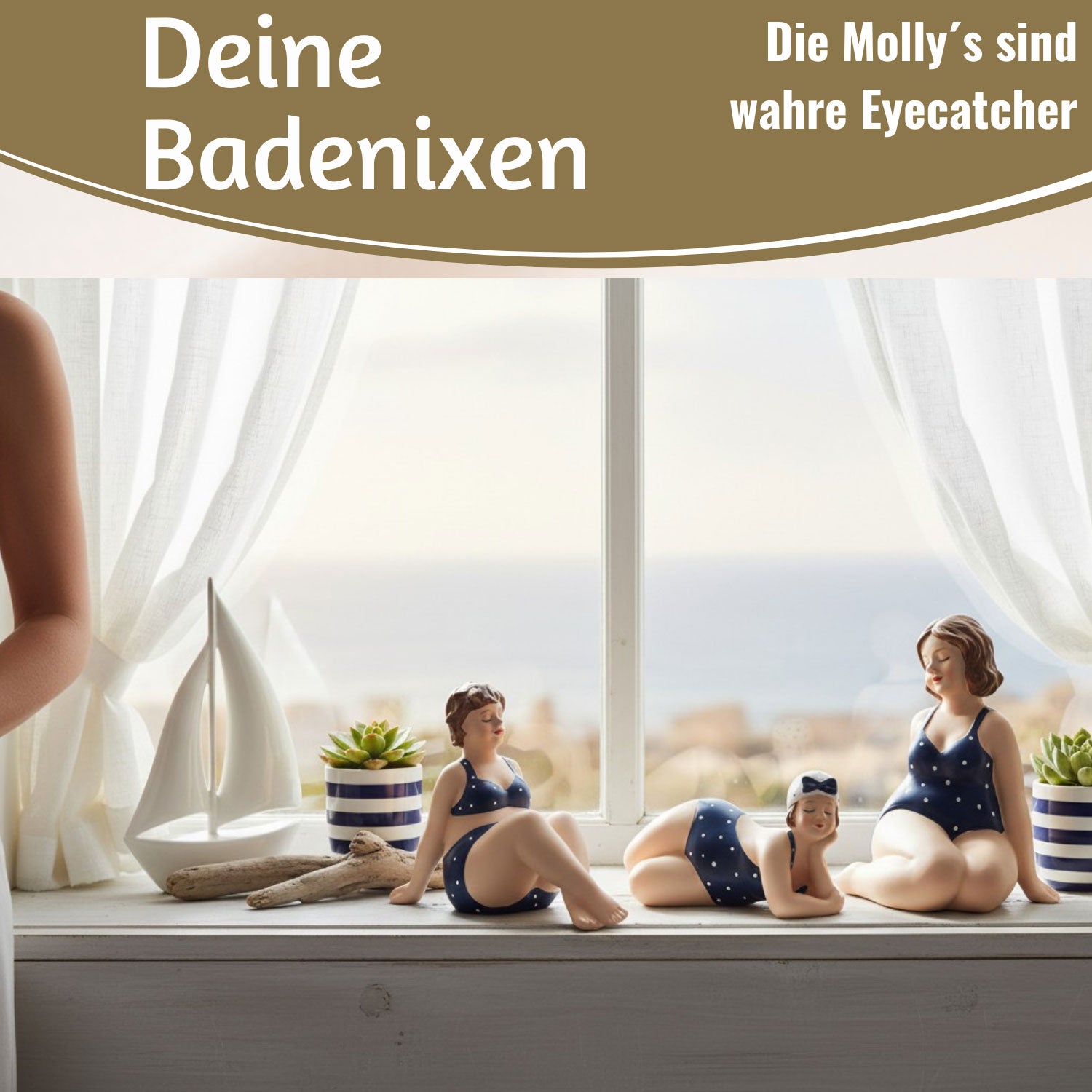 LS-LebenStil Molly Badenixe Dekofigur 3er Set blau-weiß