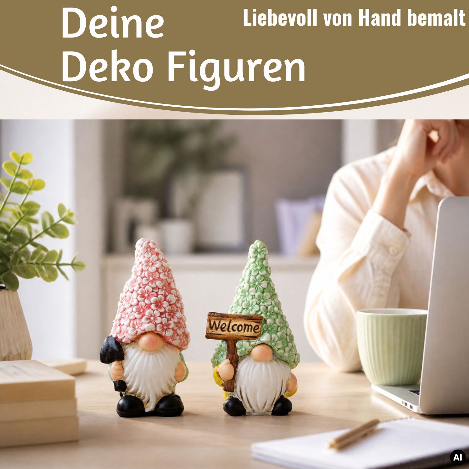 LS-LebenStil Garten & Camping Wichtel Figuren 16cm 2er Magnesia