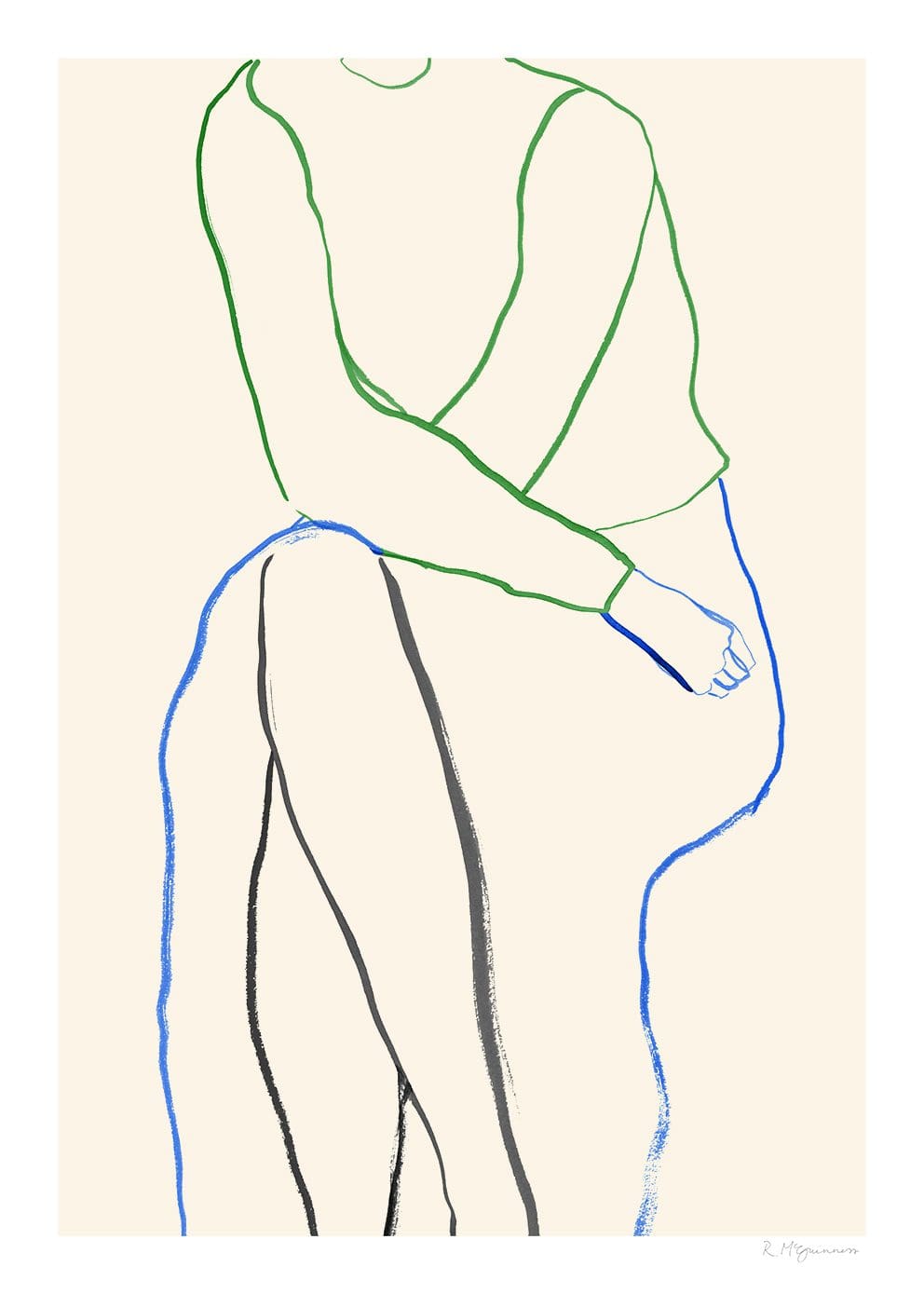 The Poster Club Sitting Poster 30x40 cm blau-grün
