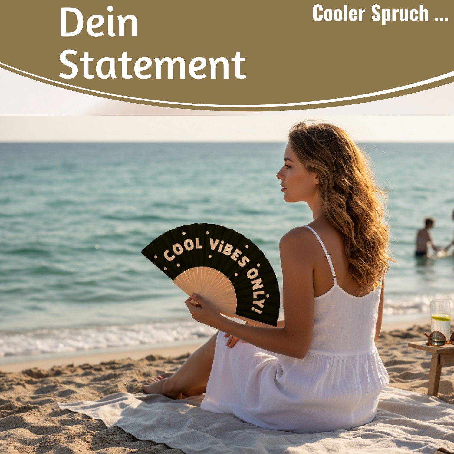LS-LebenStil Cool Vibes Only Handfächer schwarz 23x42cm