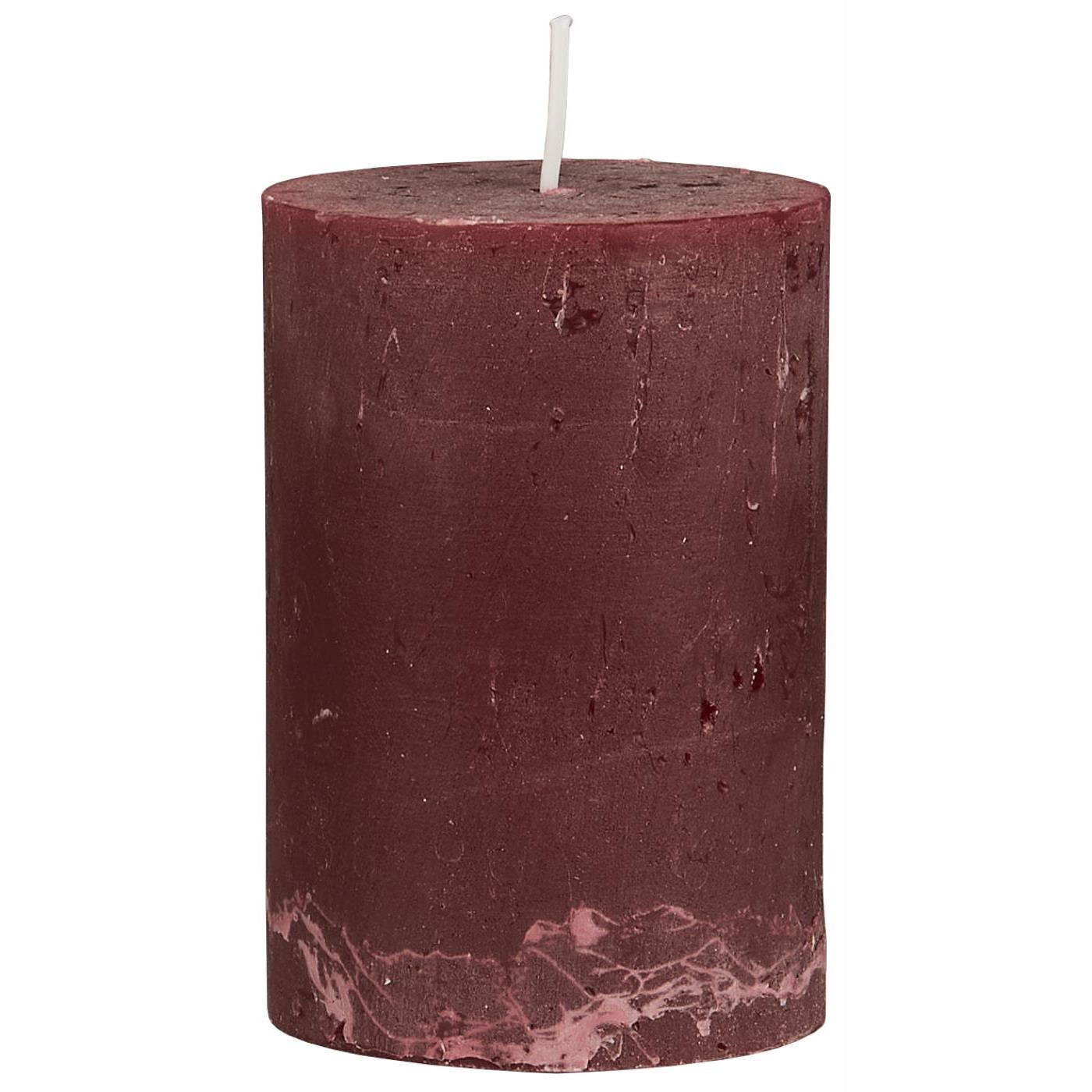 LS-LebenStil Ribe Stumpenkerze Bordeaux 10x6,8cm durchgefärbt